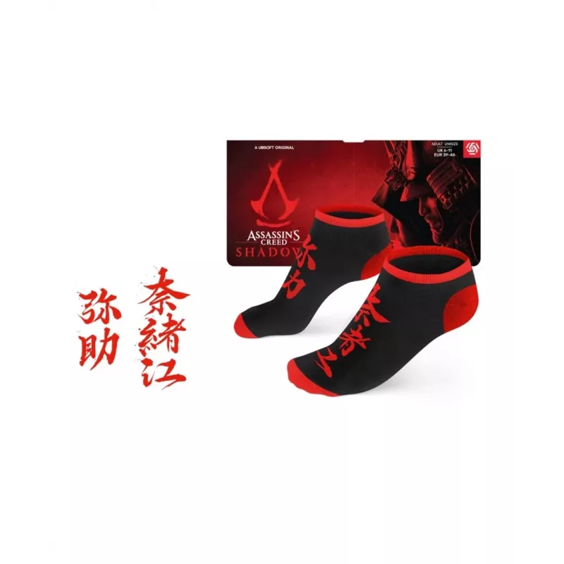 Meias curtas Good Loot Assassin's Creed Shadows preto-vermelho