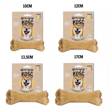 Osso mastigável para cães PAKA ZWIERZAKA Bone com cabra M 12 cm 55 g — osso mastigável para higiene dentária para cães adultos, sem glúten e sem açúcar