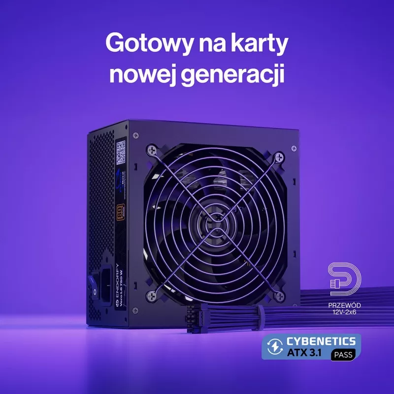 Fonte de alimentação ENDORFY Vero L6 750 W, 24 pinos ATX, 80 PLUS Bronze, ventoinha de 120 mm, preto