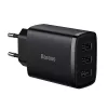 Carregador rápido compacto Baseus, 3x USB, 17 W (Preto)