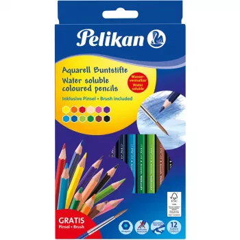 Lápis de cor Pelikan 700672 12 unid. preto azul castanho verde azul-claro verde-claro laranja pêssego rosa vermelho violeta amarelo