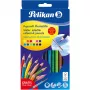 Lápis de cor Pelikan 700672 12 unid. preto azul castanho verde azul-claro verde-claro laranja pêssego rosa vermelho violeta amarelo