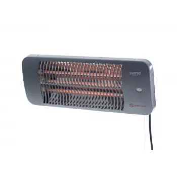 Aquecedor elétrico de quartzo SUNRED LUG-2000W — 2000 W, elemento de vidro de quartzo, para exterior, montagem na parede, IP24, preto