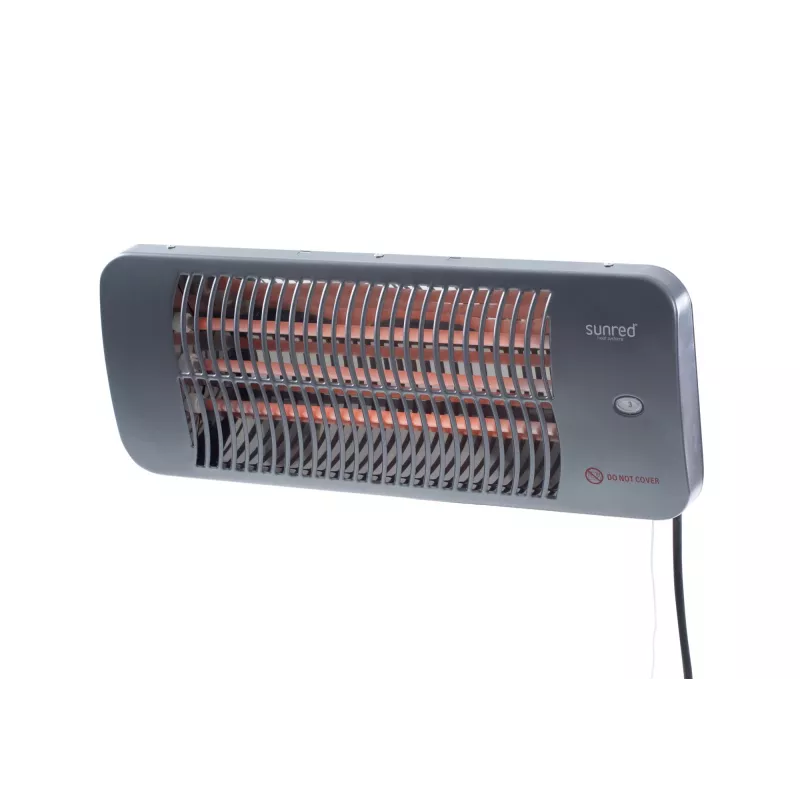 Aquecedor elétrico de quartzo SUNRED LUG-2000W — 2000 W, elemento de vidro de quartzo, para exterior, montagem na parede, IP24, preto