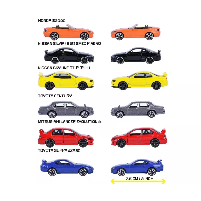 Conjunto de carros de brincar Majorette Japan Legends Premium sortido, 6 veículos, modelo 8502100000