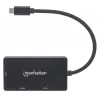 Dock/Hub USB-C Manhattan, Portas (x3): DVI-I, HDMI e VGA, Nota: só pode ser utilizada uma porta de cada vez, não requer fonte de alimentação externa, universal para todos os dispositivos, cabo 10 cm, preto, três anos de garantia