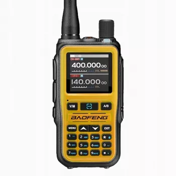 Walkie-talkie portátil Baofeng UV-5R Mini com função de carregamento USB-C, Bluetooth, VHF/UHF, 5 W, 1600 mAh, laranja
