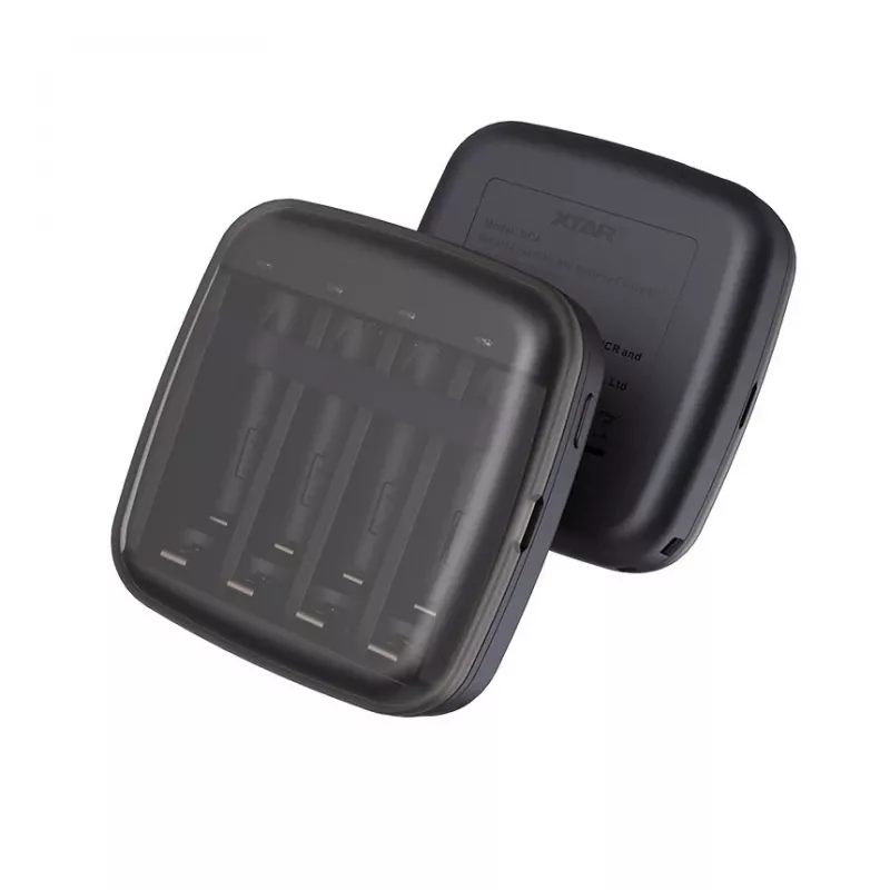 Carregador de pilhas XTAR BC4 para AA/AAA NiMH e Li-Ion, 4 slots, entrada DC/USB, preto
