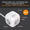 Power Cube QOLTEC 52547 Régua de tomadas 3×tomadas AC, 2×USB-A, 1×USB-C PD 20W