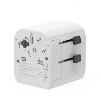 Adaptador de viagem universal GEMBIRD TPA-EU2A12-01-W 12W fonte de alimentação USB para tomadas internacionais