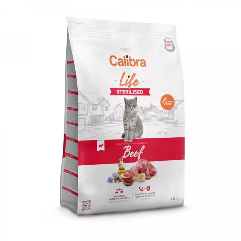 CALIBRA Cat Life Sterilised Beef - comida seca para gatos - 1,5 kg