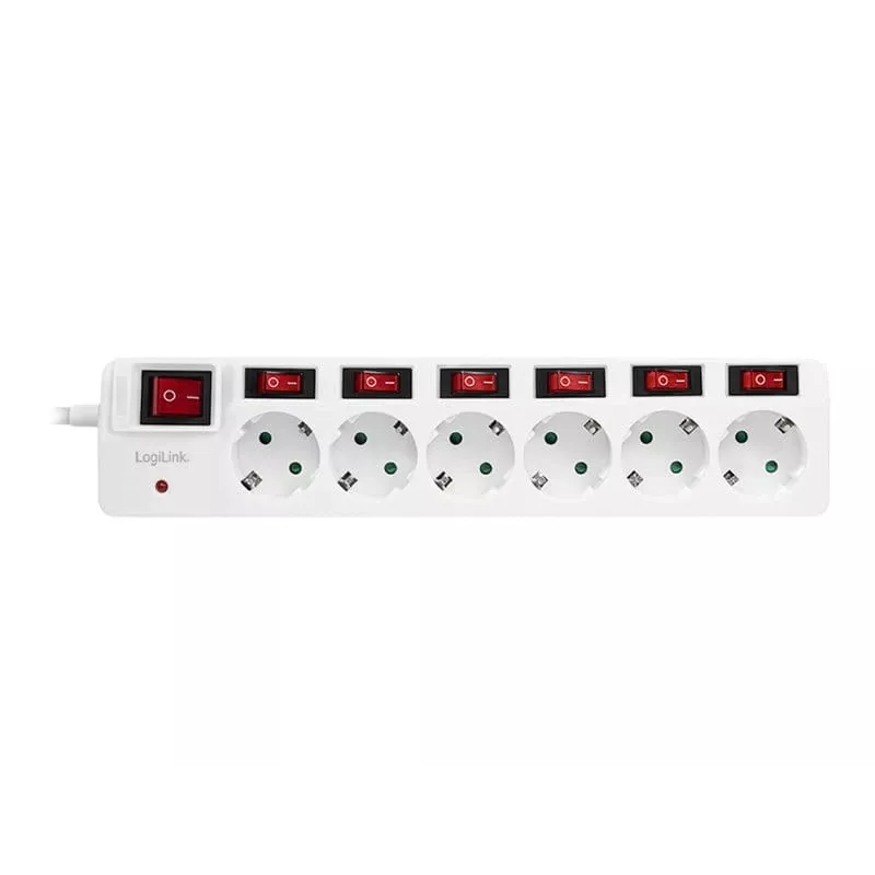 Régua de tomadas LogiLink LPS250 1,5 m 6 tomadas AC interior branco