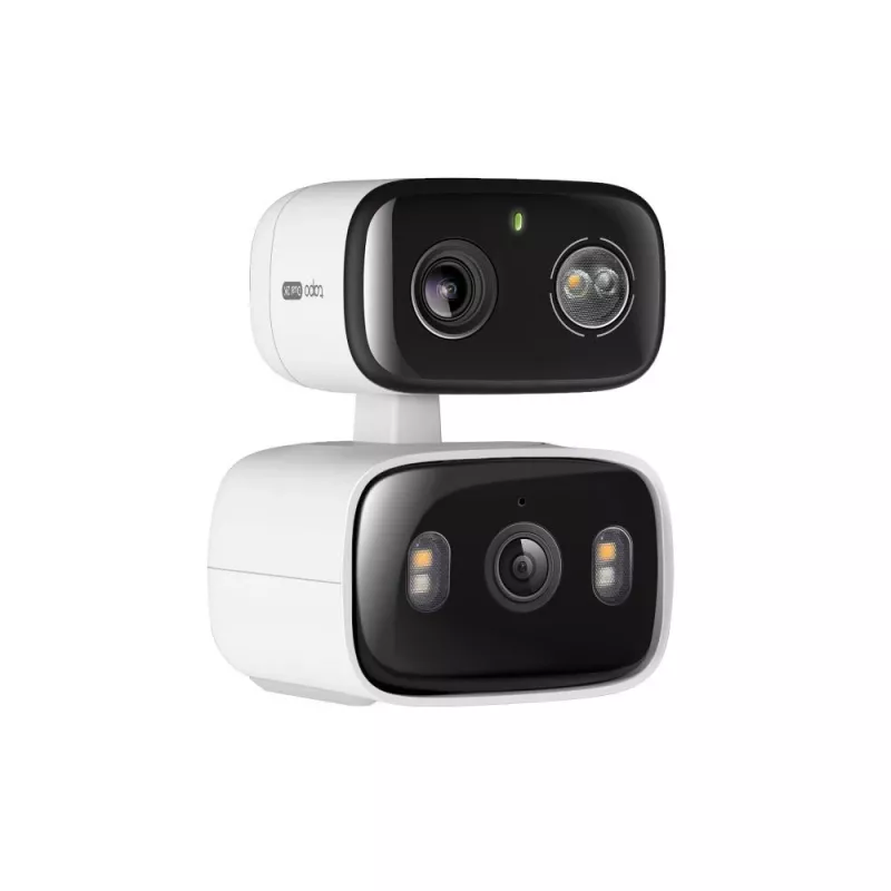 TP-Link Tapo C246D câmara de segurança de interior / exterior com lente dupla e rotação horizontal/vertical, 2K 3MP (2304×1296), grande angular de 125° + teleobjetiva de 6 mm, IP65, Wi-Fi, microSD até 512 GB