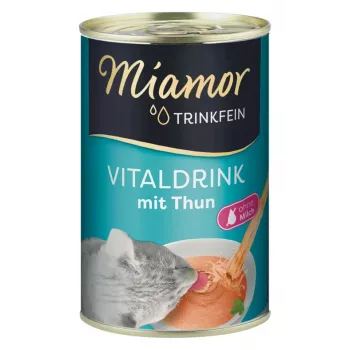 Preparado vitamínico líquido para gatos Miamor MIAMOR Trinkfein 135 ml — sabor a peixe, tratamento da bexiga, gatos adultos, lata