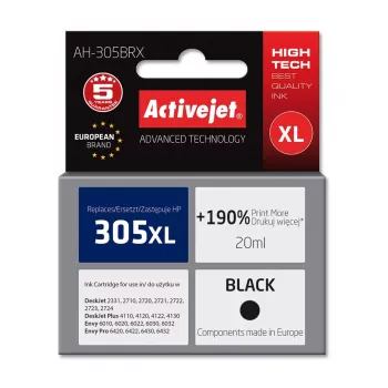 Tinta Activejet AH-305BRX (substituto do HP 305 XL 3YM62AE; Premium; 20 ml; preto)