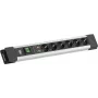 Régua de tomadas Bachmann CONNECTUS com 6x tomadas CEE7/3, 1x proteção contra sobretensões SPD, 1x interruptor, cabo de 2,0 m, ficha CEE7/7, cinzento