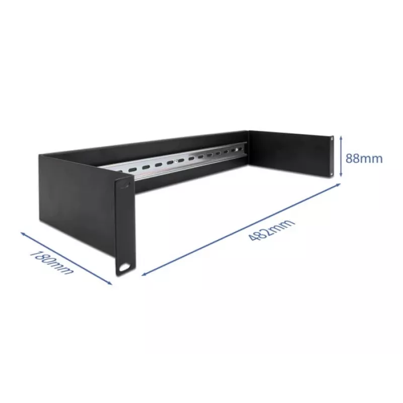 Delock 66884 Painel de calha DIN de 19 polegadas, 2U, preto