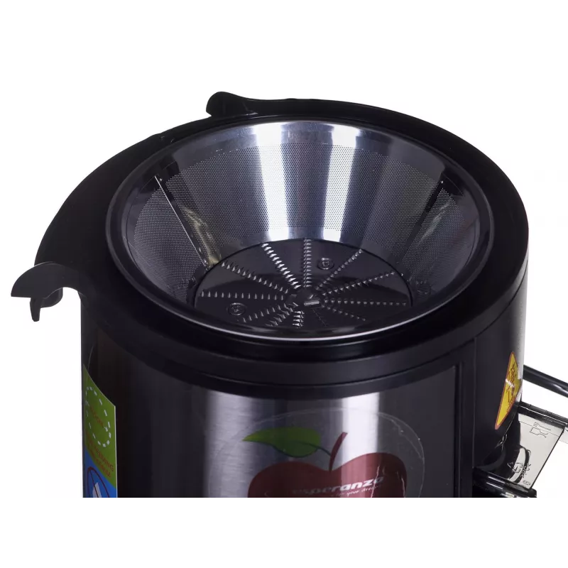 Extrator de sumo ESPERANZA EKJ002 — 500 W, depósito de sumo de 0,45 L, depósito de bagaço de 1,5 L, aço inoxidável/preto