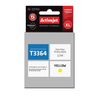 Tinteiro Activejet AE-33YNX (substituto para Epson 33XL T3364; Supreme; 12 ml; amarelo)