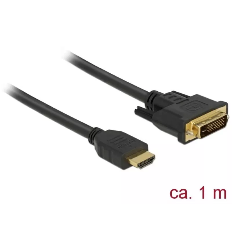 DeLOCK 85652 Adaptador de cabo de vídeo 1 m HDMI tipo A (Standard) DVI preto (85652)