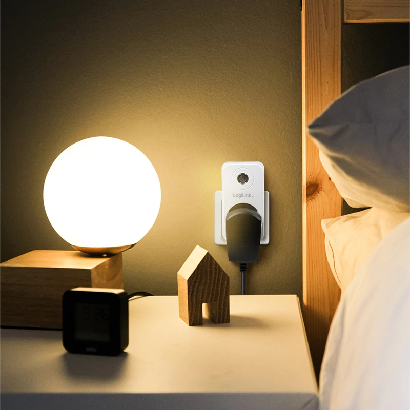 LogiLink PA0263 Ficha adaptadora com sensor crepuscular, branco, tipo F