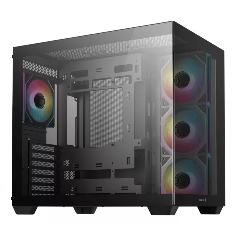 Caixa de PC DeepCool CG530 4F Midi Tower preta — vidro temperado, ATX/ITX/Micro ATX, 3 ventoinhas de 120mm, USB-C