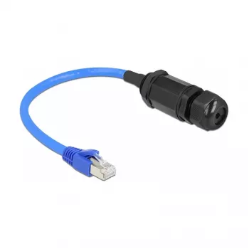 Cabo de rede DELOCK Cat6 SF/UTP (S-FTP) 0,25 m — RJ-45 para RJ-45, preto/azul