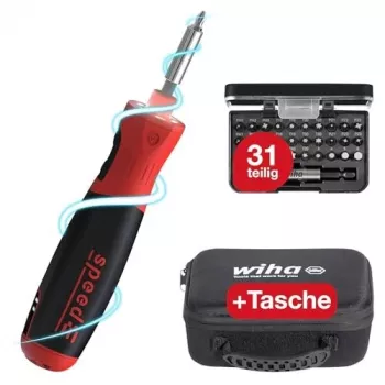 Berbequim elétrico Speede® PocketDrive com cassete de bits e bolsa