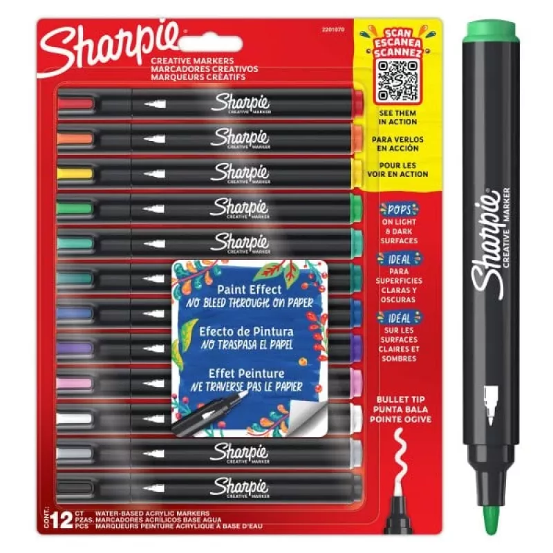 Marcadores acrílicos Sharpie Creative Marker 12 unidades ponta bullet preto