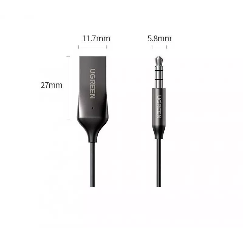 UGREEN CM309 recetor de áudio Bluetooth 5.0, USB, ficha AUX de 3,5 mm, preto