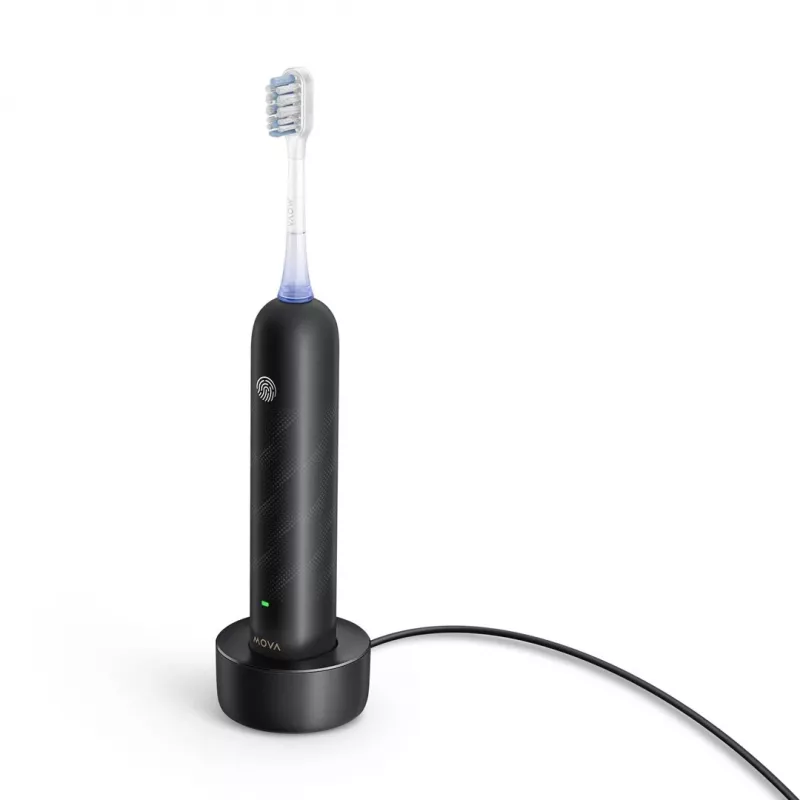 Escova de dentes elétrica sónica MOVA Fresh Pro Adult preto com bateria de iões de lítio integrada, 4 modos de escovagem