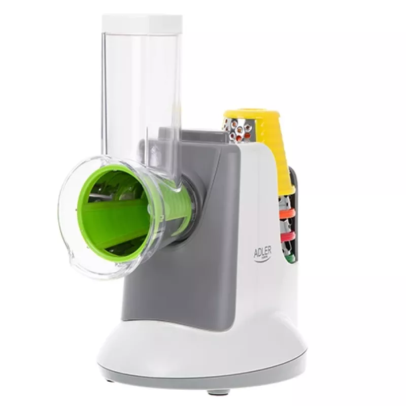 Cortador de legumes Adler AD 4815, 150 W, 5 discos, caixa em ABS, branco/cinzento
