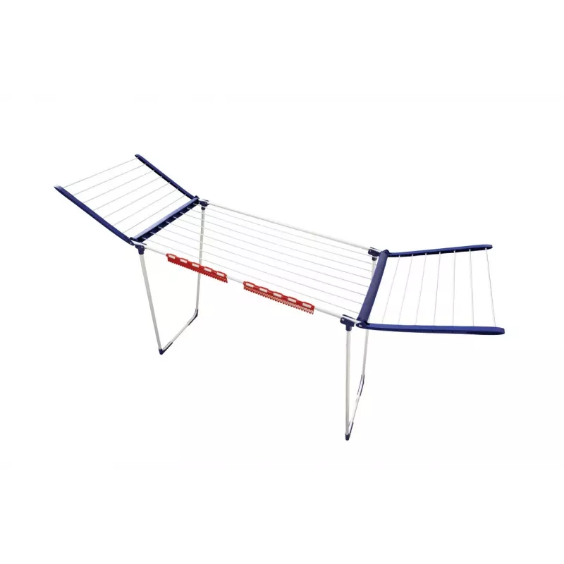 Estendal Leifheit Pegasus 180 Maxx Winged — estendal de chão, 18 m de comprimento de secagem, altura ajustável 1080–1280 mm, 550×1100×1280 mm, azul/branco