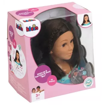 Cabeça de styling KLEIN Mia 5201 com cabelo realista e acessórios para praticar penteados