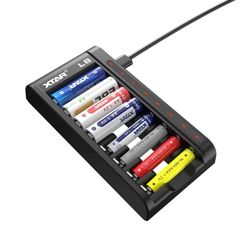 Carregador de baterias AA/AAA 1,5 V e 1,2 V, inteligente - 8 slots