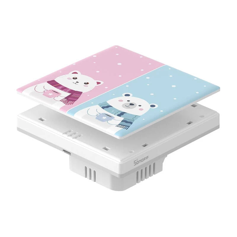 Cobertura decorativa para interruptor tátil Sonoff T5-2C-86-cartoon, painel frontal temático para controlador de parede tátil de 2 vias