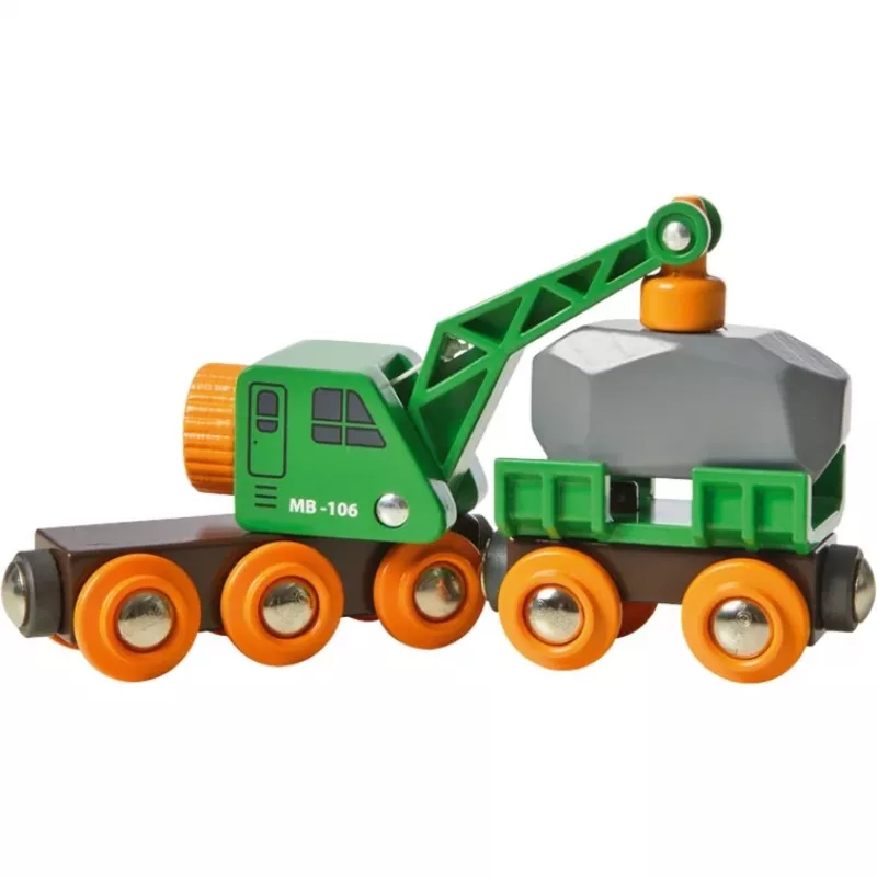 Wagon BRIO Clever Crane Wagon Lift and Load preto verde