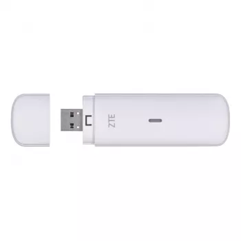 Modem USB móvel ZTE MF833N, formato USB portátil, 4G LTE-FDD/TDD até 150 Mbit/s, suporte HSUPA/2G, slot microSD, branco