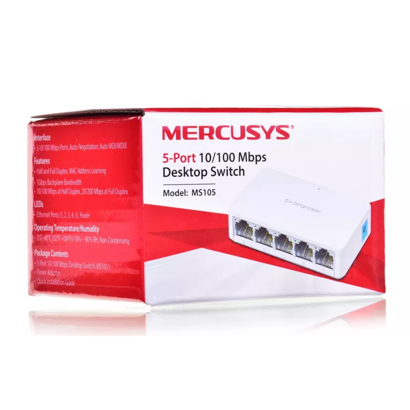 Mercusys switch de secretária 5 portas 10/100Mbps