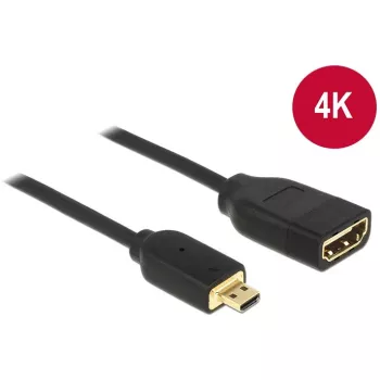 Cabo DELOCK HDMI Micro D macho > HDMI A fêmea High Speed com Ethernet 3D 4K 20cm Premium Slim