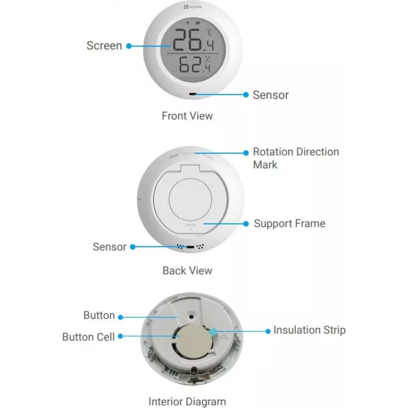 Sensor de temperatura e humidade EZVIZ, branco | CST51C