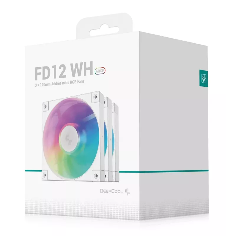 DeepCool FD12 ARGB WH R-FD12-WHAPN3-G ventoinhas para caixa, 120 mm, 3 unidades, brancas