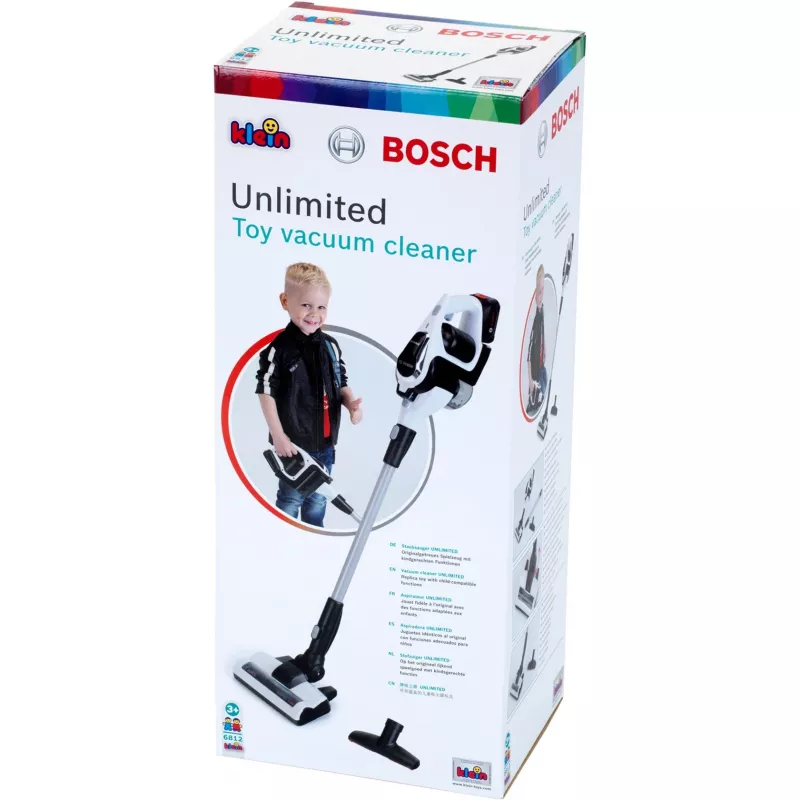 Aspirador Theo Klein Bosch Unlimited Preto com função Vortex e escovas para crianças a partir dos 3 anos