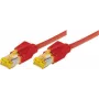 Tecline Premium - cabo de rede - RJ-45 (macho) para RJ-45 (macho) - 50 cm - SFTP, PiMF - cabo Cat.7 (cabo) / CAT 6a (portas) - blindado, sem halogéneos, proteção da patilha - vermelho (70700R)