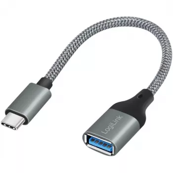 Adaptador LogiLink USB 3.2 Gen1 Type-C C/M para USB-A/F OTG alumínio 0,15 m