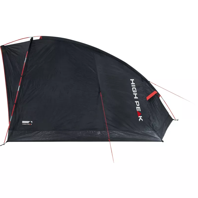 Tenda High Peak Minitramp 2 leve preto/vermelho — tenda de campismo compacta para 2 pessoas