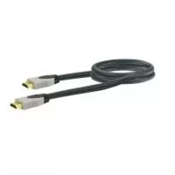 Cabo HDMI SCHWAIGER HDM0150G 063 – 1,5 m, HDMI Type A macho–macho, contactos dourados, preto/cinzento