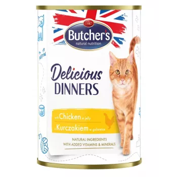 BUTCHER'S Delicious Dinners Chicken Jellied Pieces - Comida húmida para gatos - 400g