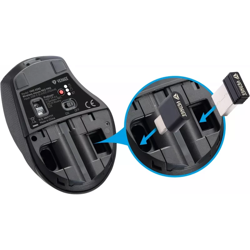 YENKEE YMS2090 NEO PRO rato sem fios dual, Bluetooth + USB A/C, recarregável