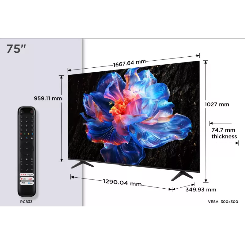 TV TCL 75P69K 190,5 cm (75 polegadas) 4K Ultra HD Smart TV Wi-Fi preta